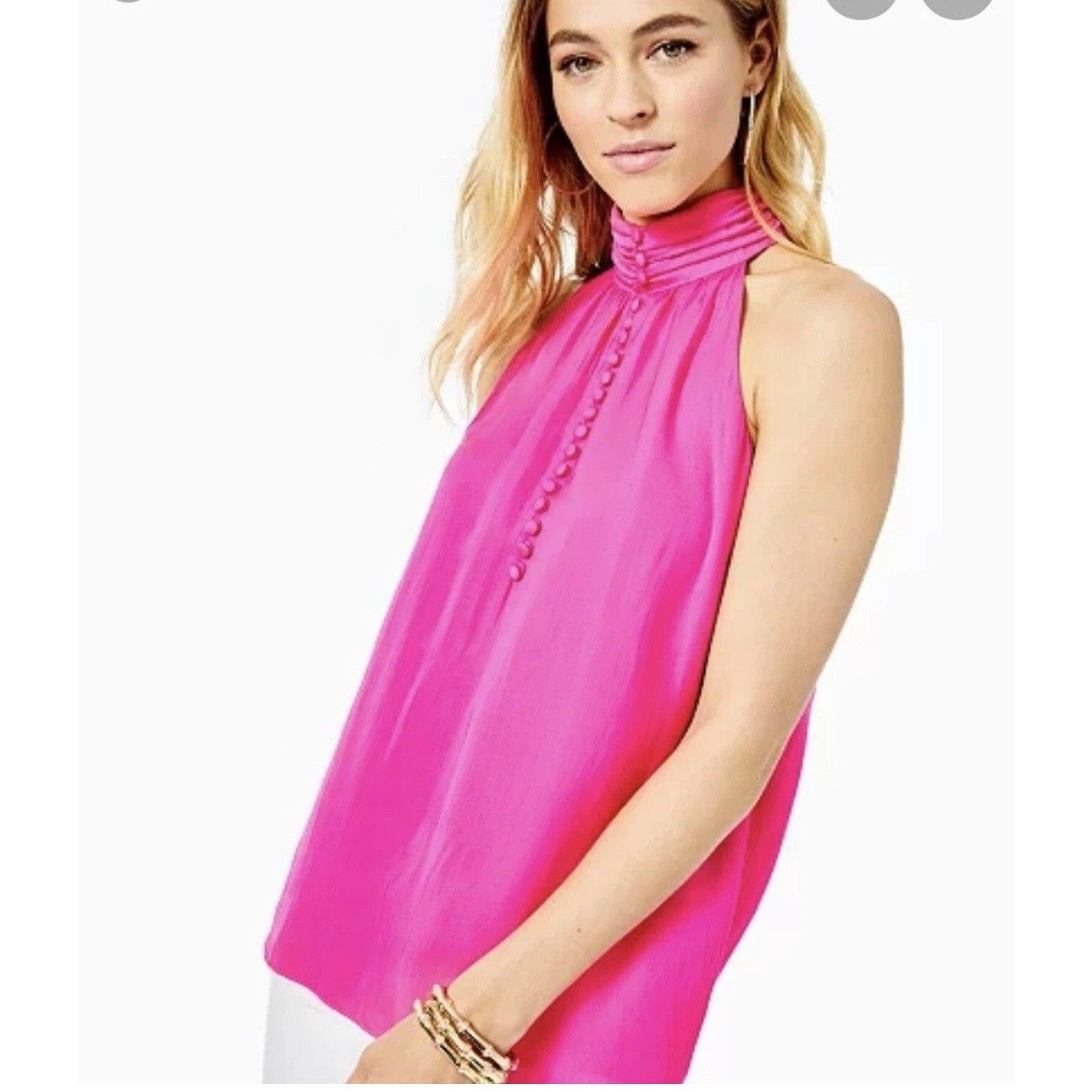 Lilly Pulitzer Kristine Halter Top Pink Tango Size M Style: 007961 Barbie Resort